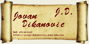Jovan Dikanović vizit kartica